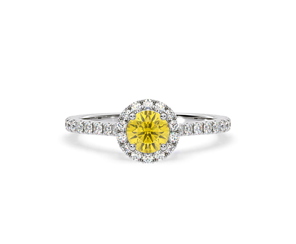 Reina Yellow Lab Diamond 1.10ct Halo Ring in Platinum - Elara Collection