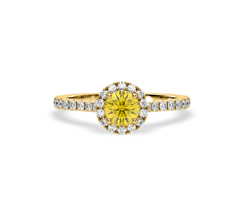 Reina Yellow Lab Diamond 1.10ct Halo Ring in 18K Yellow Gold - Elara Collection