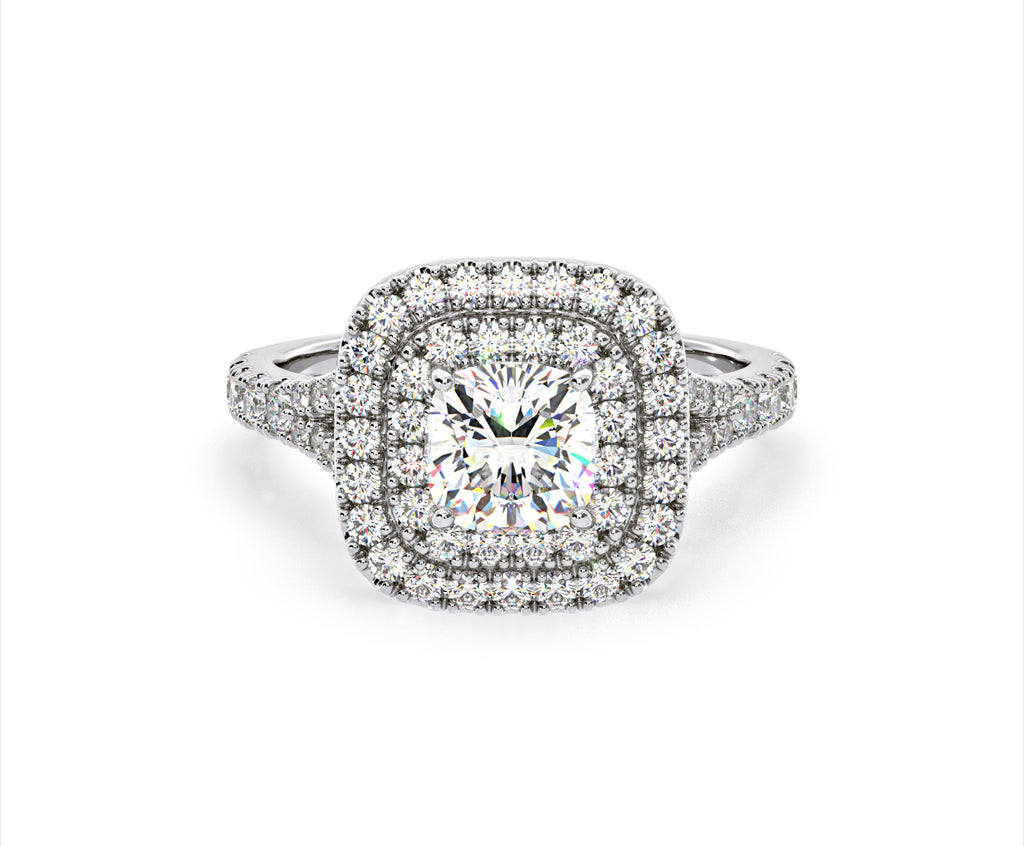 Anastasia GIA Diamond Halo Engagement Ring in Platinum 1.85ct G/SI2