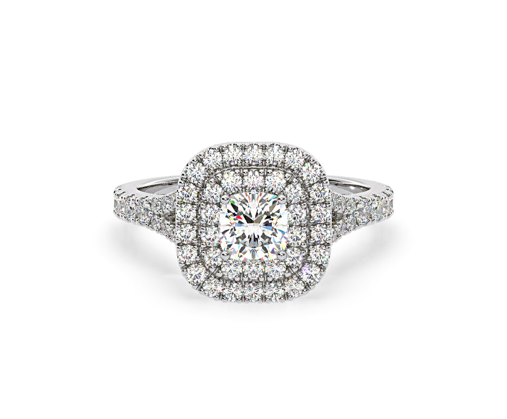 Anastasia GIA Diamond Halo Engagement Ring in Platinum 1.45ct G/VS1