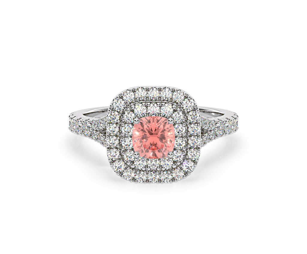 Anastasia Pink Lab Diamond 1.30ct Halo Ring in 18K White Gold - Elara Collection