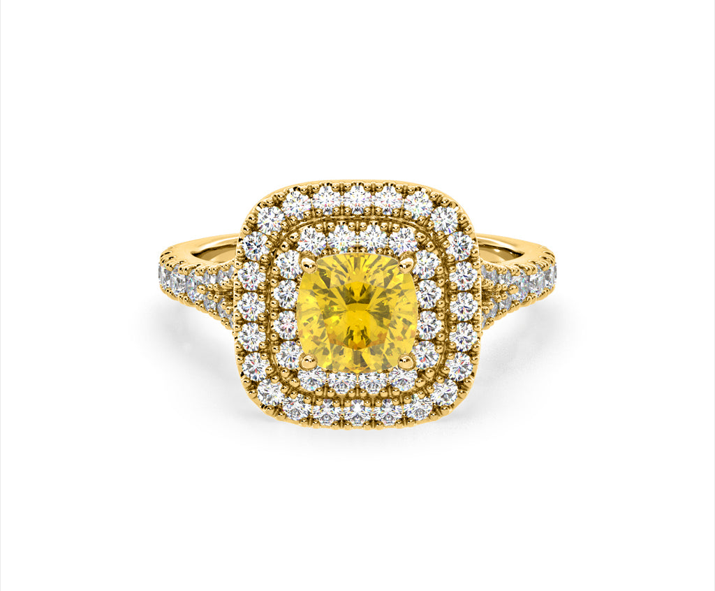 Anastasia Yellow Lab Diamond 1.65ct Halo Ring in 18K Yellow Gold - Elara Collection