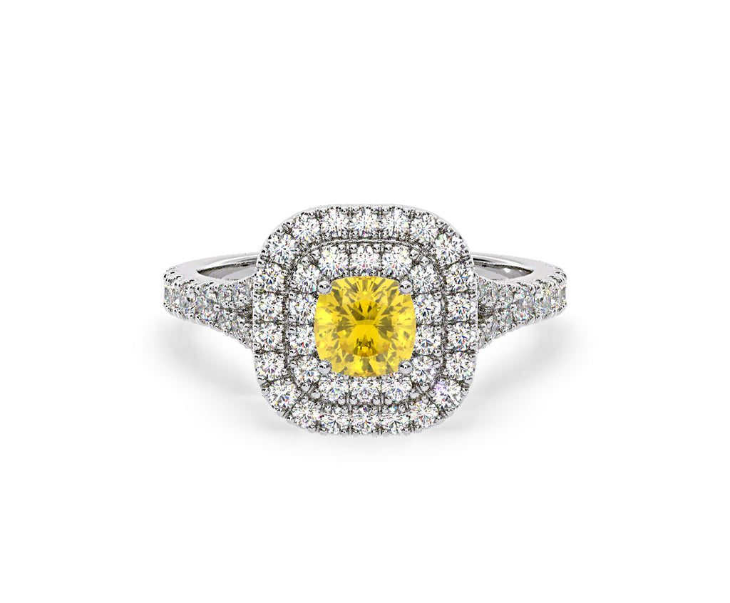 Anastasia Yellow Lab Diamond 1.30ct Halo Ring in 18K White Gold - Elara Collection