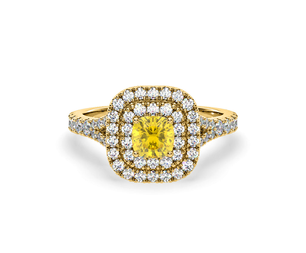 Anastasia Yellow Lab Diamond 1.30ct Halo Ring in 18K Yellow Gold - Elara Collection