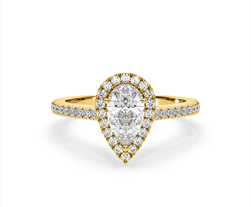 Diana Lab Diamond Pear Halo Engagement Ring in 18K Gold 1.60ct F/VS1