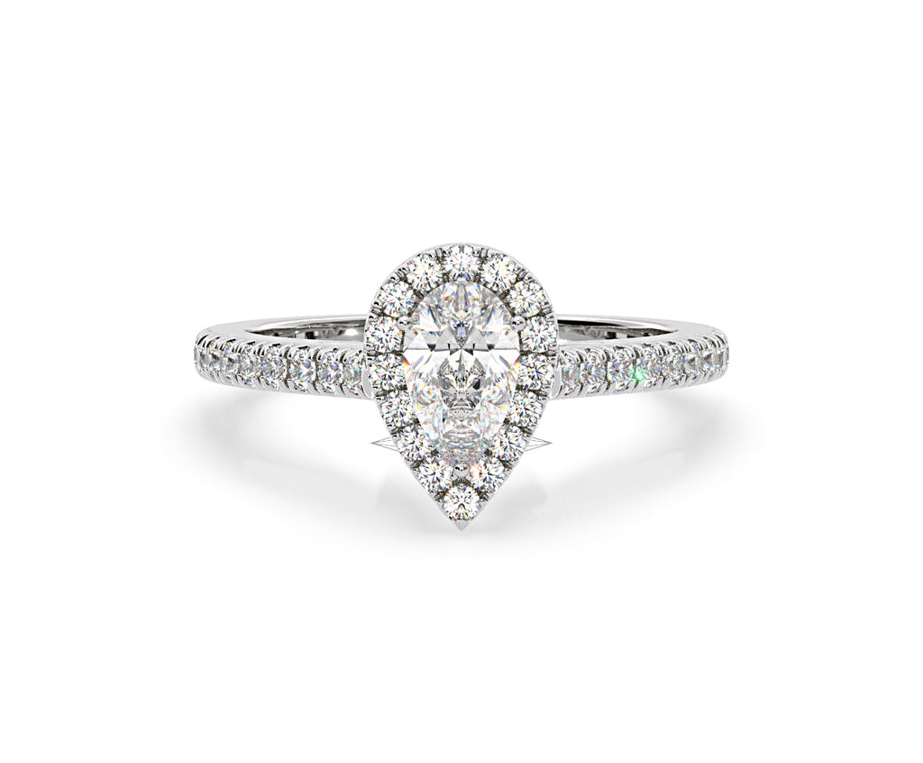 Diana Diamond Pear Halo Engagement Ring Platinum 1ct G/VS1