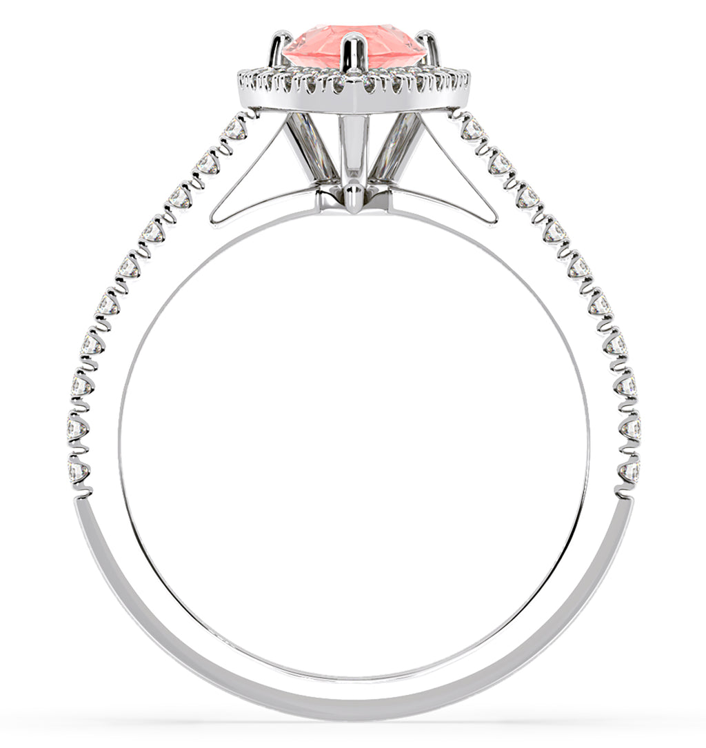 Diana Pink Lab Diamond Pear Halo Ring 1.60ct in 18K White Gold - Elara Collection