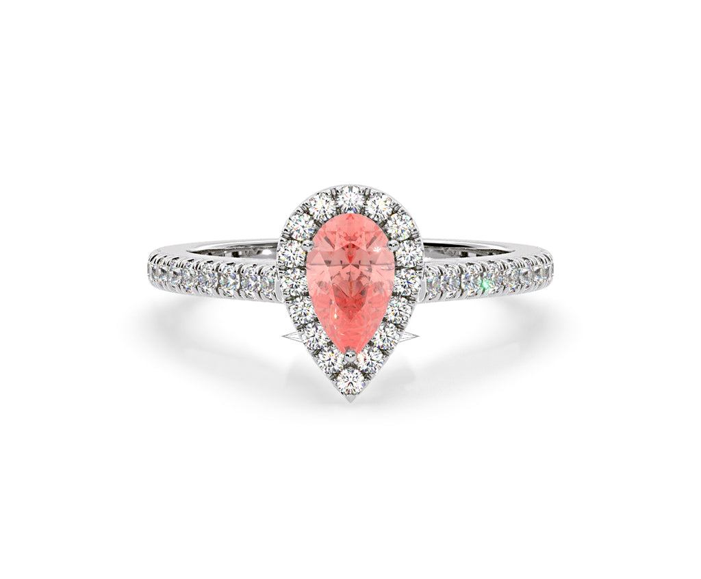 Diana Pink Lab Diamond Pear Halo Ring 1.00ct in Platinum - Elara Collection