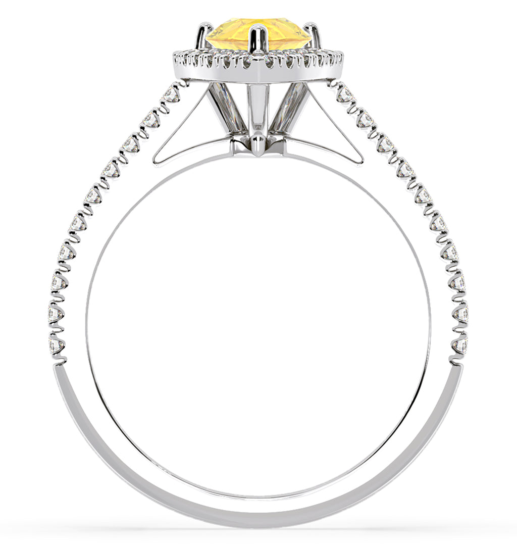 Diana Yellow Lab Diamond Pear Halo Ring 1.60ct in 18K White Gold - Elara Collection