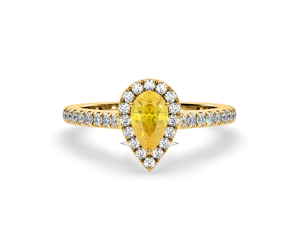 Diana Yellow Lab Diamond Pear Halo Ring 1.00ct in 18K Yellow Gold - Elara Collection