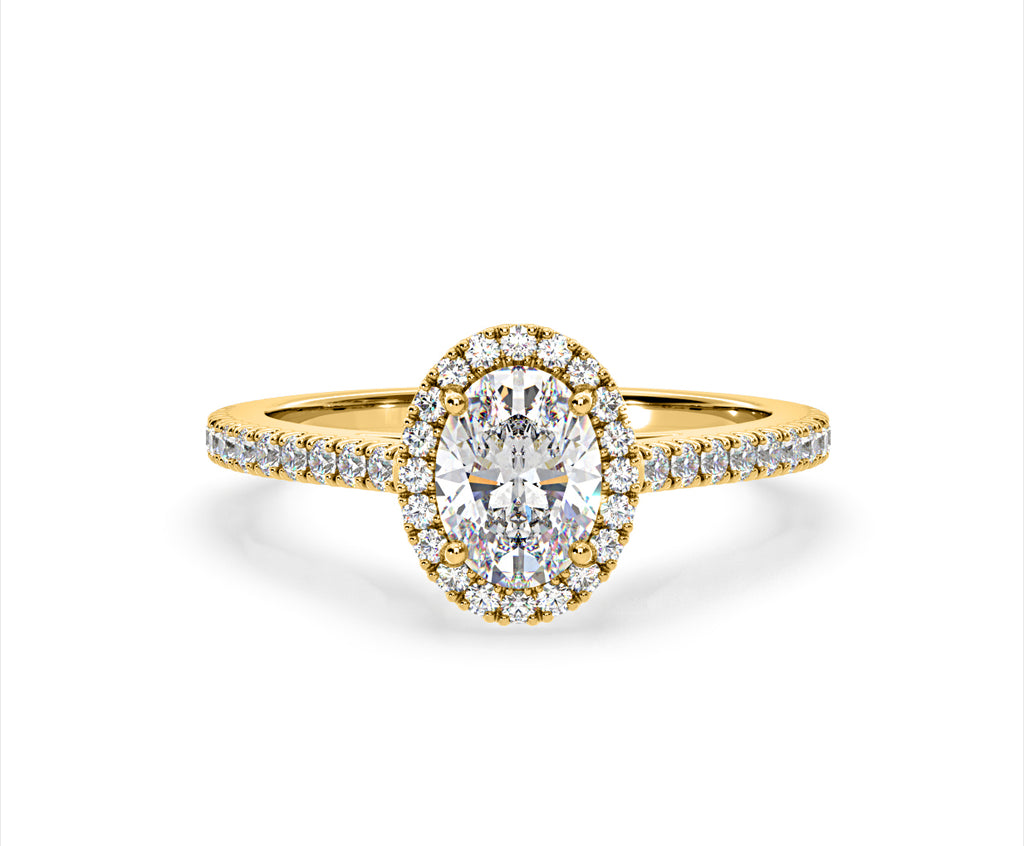 Georgina Lab Oval Diamond Halo Engagement Ring 18K Gold 1.55ct F/VS1