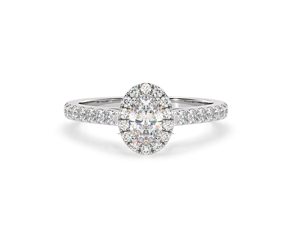 Georgina GIA Oval Diamond Halo Engagement Ring Platinum 1.30ct G/Vs1