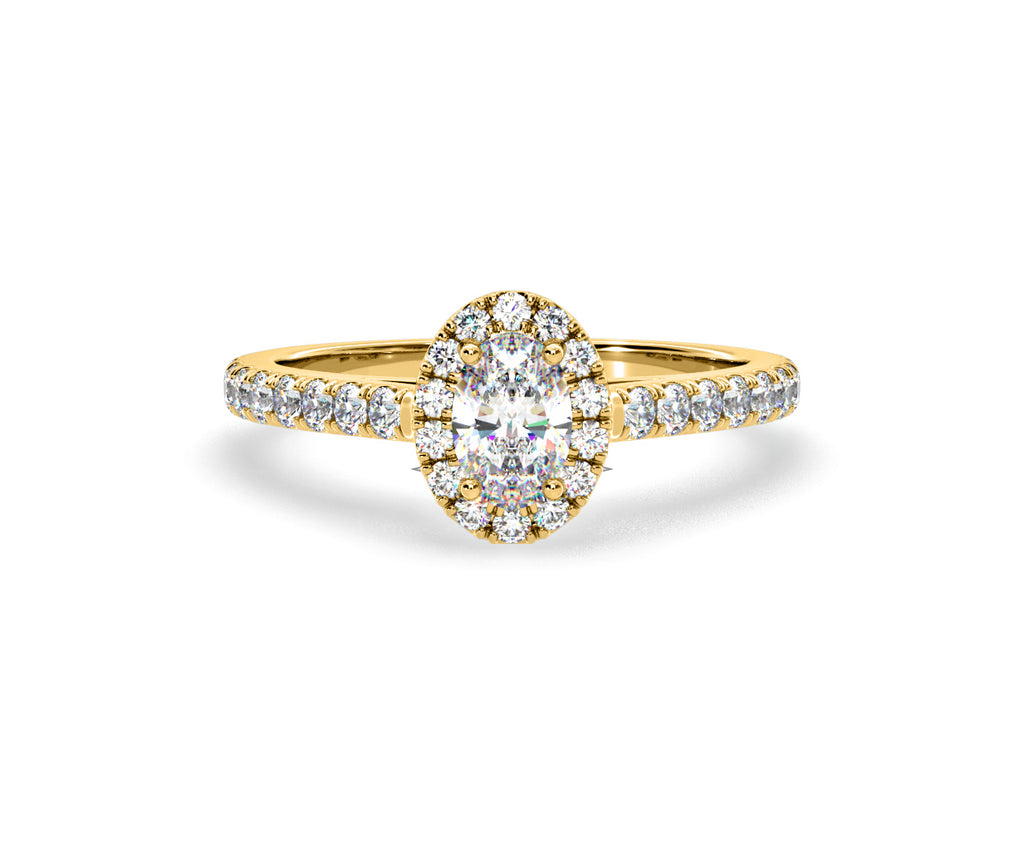 Georgina Lab Oval Diamond Halo Engagement Ring 18K Gold 1.00ct F/VS1