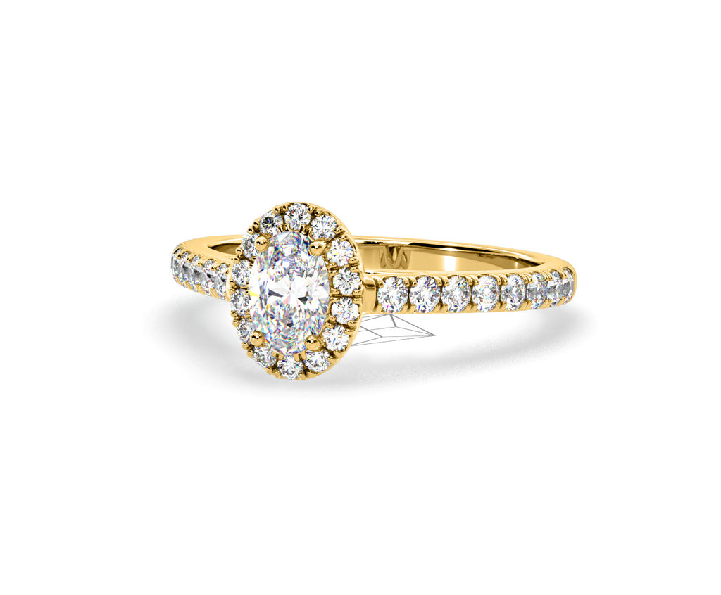 Georgina GIA Oval Diamond Halo Engagement Ring 18K Gold 1.30ct G/Vs2