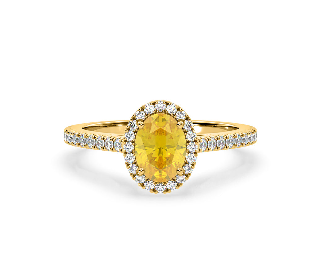 Georgina Yellow Lab Diamond Oval Halo 1.60ct Ring in 18K Yellow Gold - Elara Collection