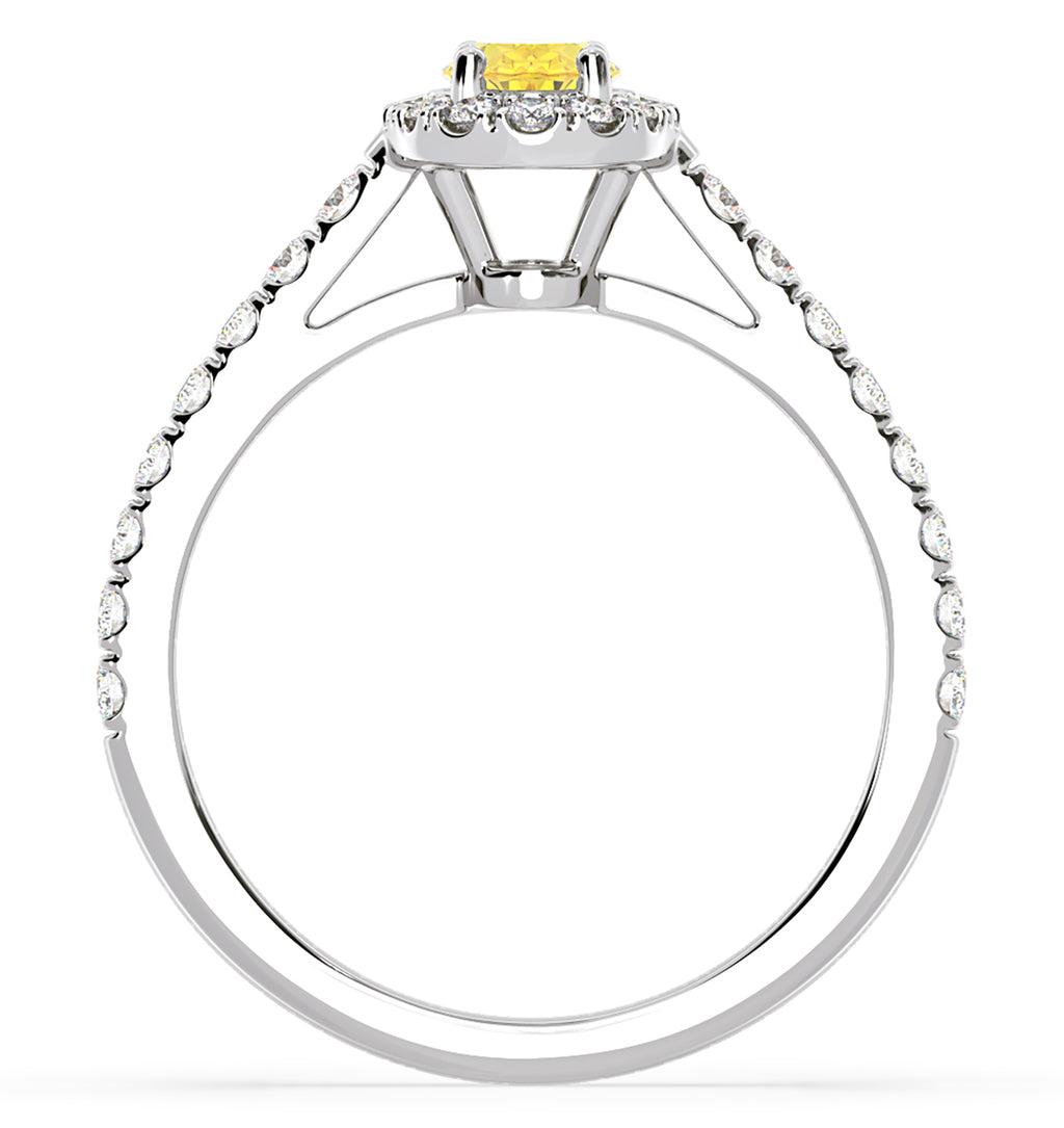 Georgina Yellow Lab Diamond Oval Halo 0.90ct Ring in Platinum - Elara Collection