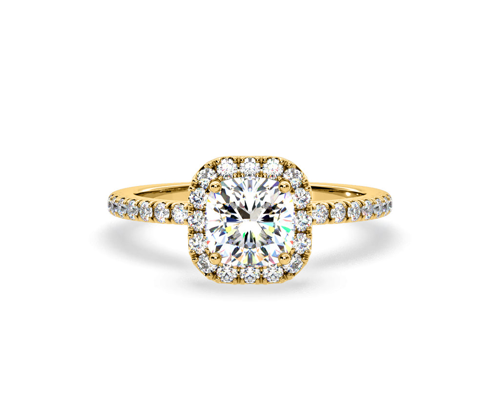 Beatrice GIA Diamond Halo Engagement Ring in 18K Gold 1.65ct G/SI2