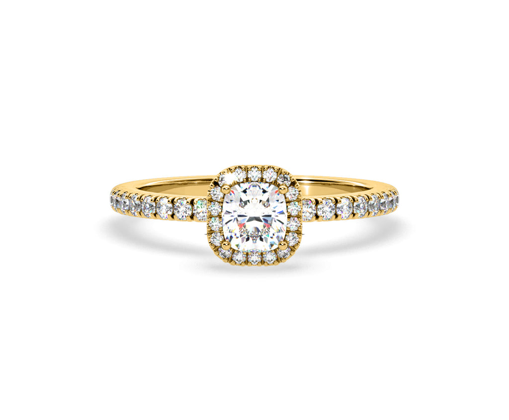 Beatrice Lab Diamond Halo Engagement Ring in 18K Gold 1ct F/VS1