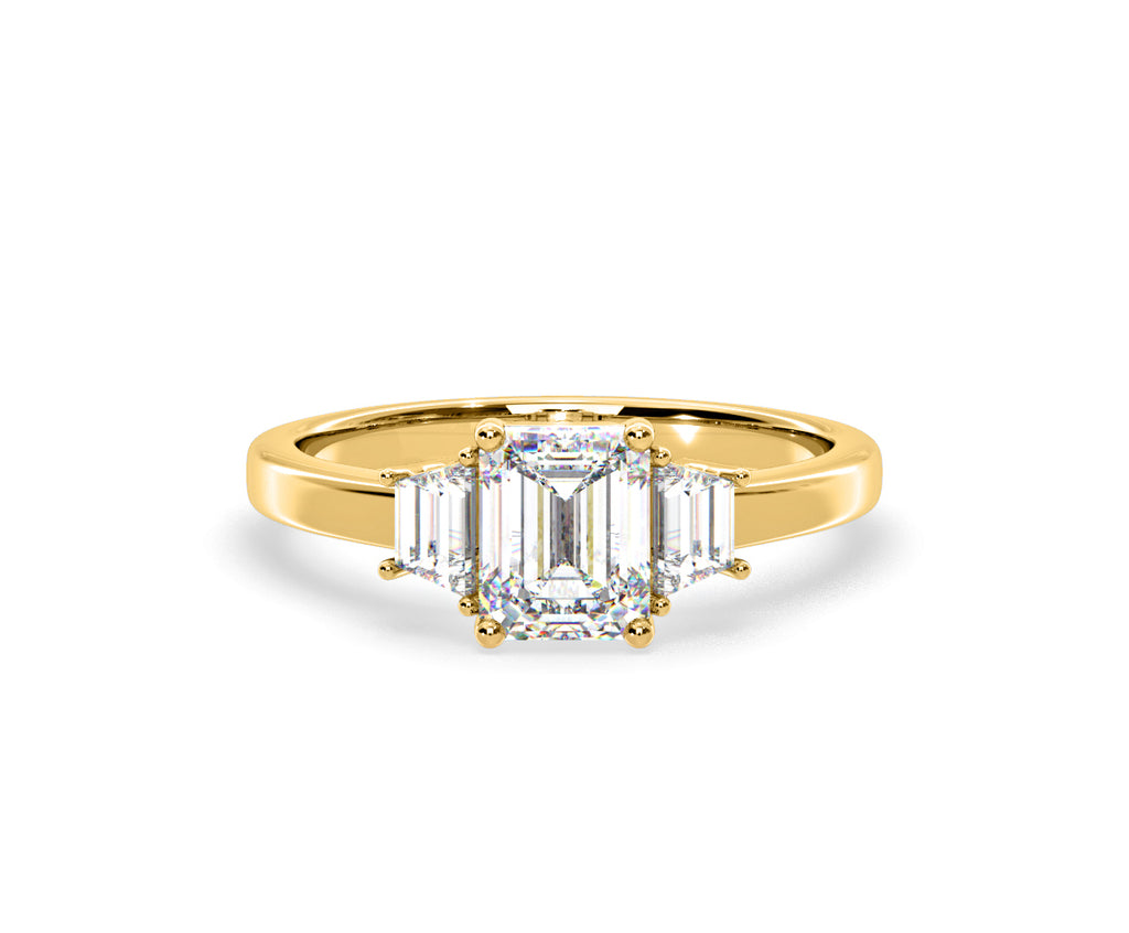 Erika Lab Diamond 1.70ct Emerald Cut Ring in 18K Yellow Gold F/VS1