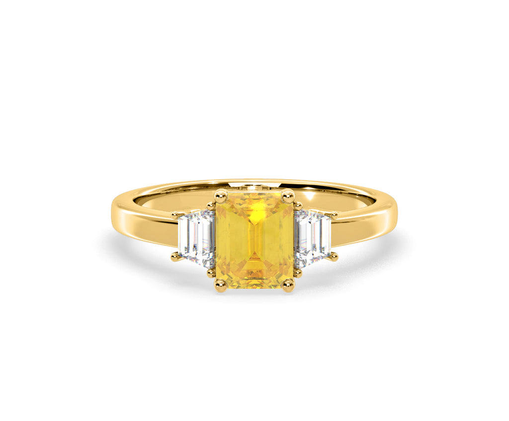 Erika Yellow Lab Diamond 1.70ct Emerald Cut Ring in 18K Yellow Gold - Elara Collection