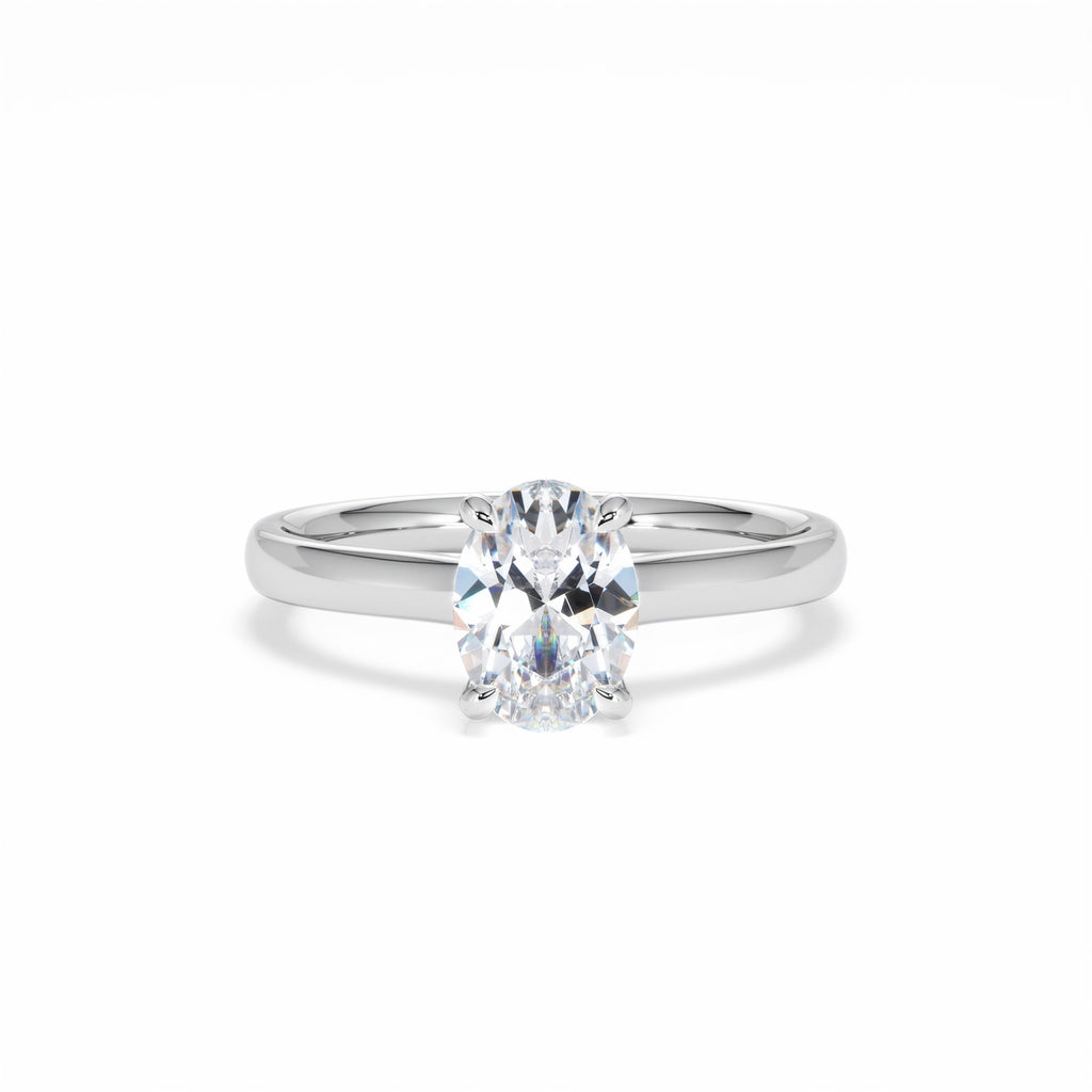 Amora Oval 1.00ct Hidden Halo Diamond Engagement Ring G/VS1 Set in 18K White Gold