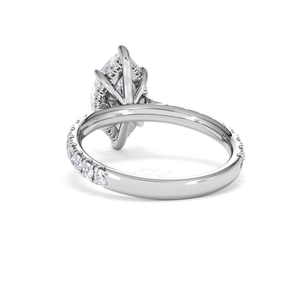 Amora Marquise 2.55ct Hidden Halo Lab Diamond Engagement Ring With Side Stones Set in Platinum