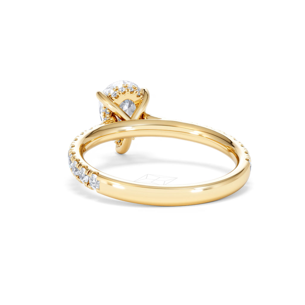 Amora Pear 1.47ct Hidden Halo Diamond Engagement Ring With Side Stones Set in 18K Gold