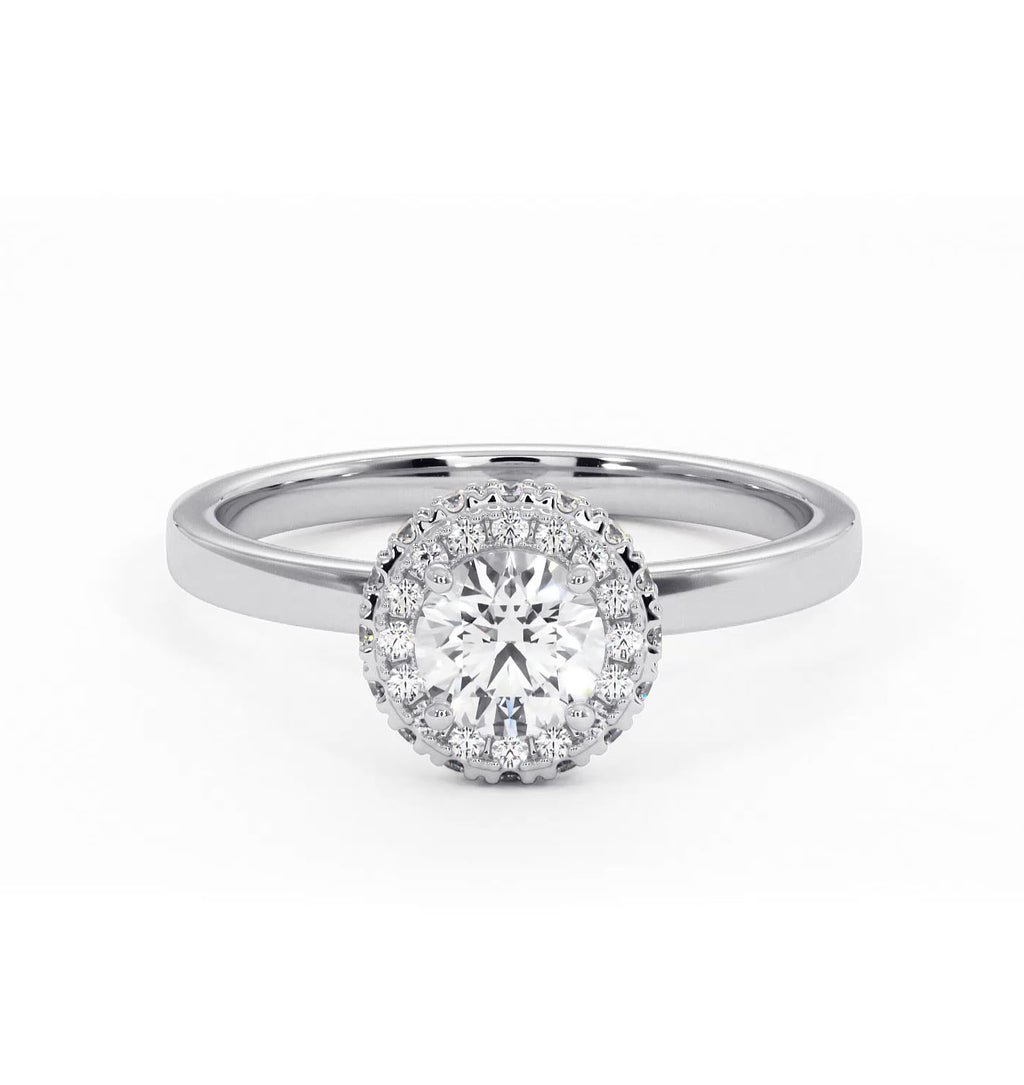 Eleanor Diamond Halo Engagement Ring in Platinum 0.65ct G/VS2