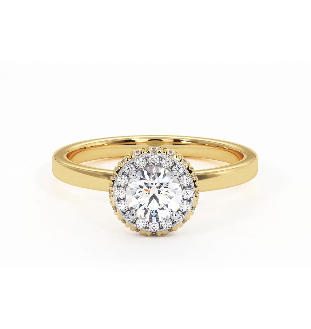 Eleanor Diamond Halo Engagement Ring in 18K Gold 0.65ct G/SI2