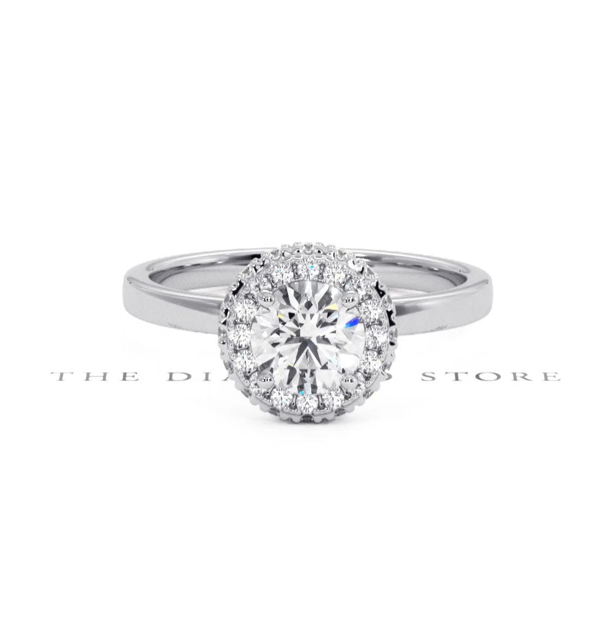 Eleanor GIA Diamond Halo Engagement Ring in Platinum 0.87ct G/VS2