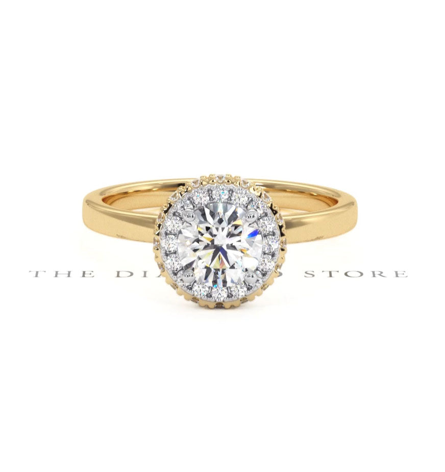 Eleanor GIA Diamond Halo Engagement Ring in 18K Gold 0.87ct G/SI2