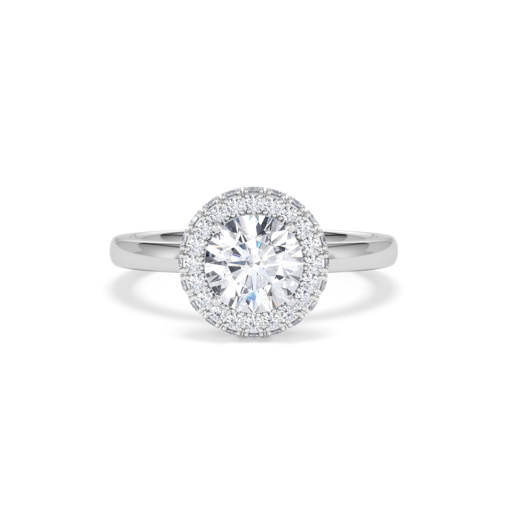 Eleanor GIA Diamond Halo Engagement Ring in Platinum 1.23ct G/SI2