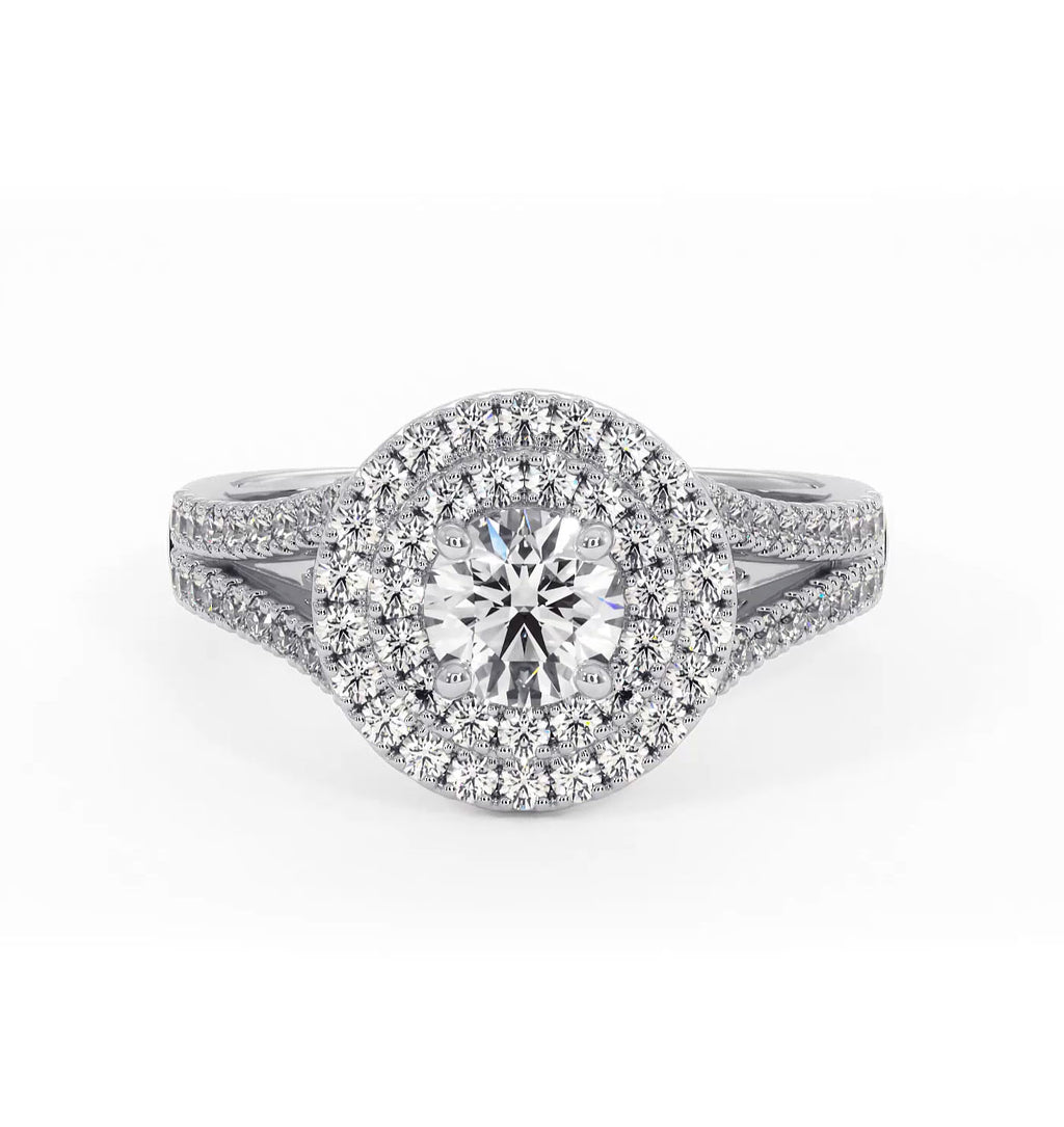 Camilla Diamond Halo Engagement Ring in Platinum 1.15ct G/VS1