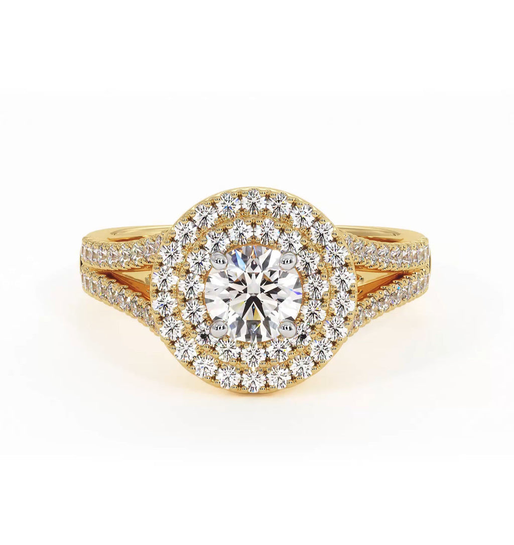 Camilla Diamond Halo Engagement Ring in 18K Gold 1.15ct G/VS2