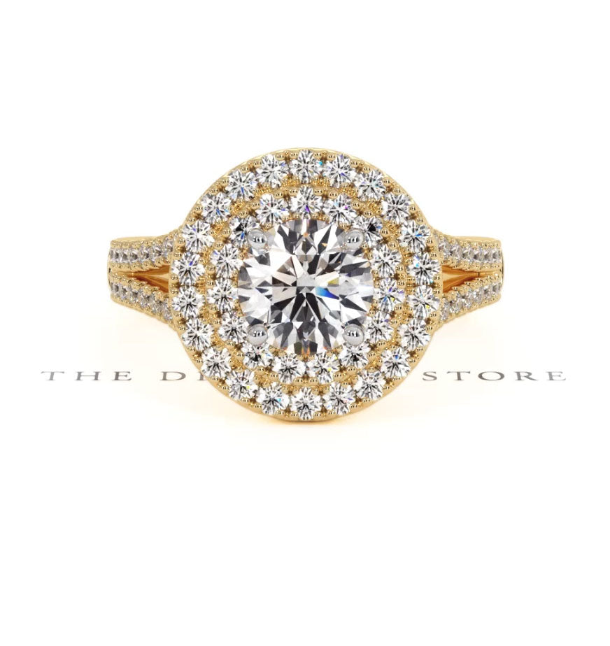 Camilla GIA Diamond Halo Engagement Ring in 18K Gold 1.85ct G/SI1