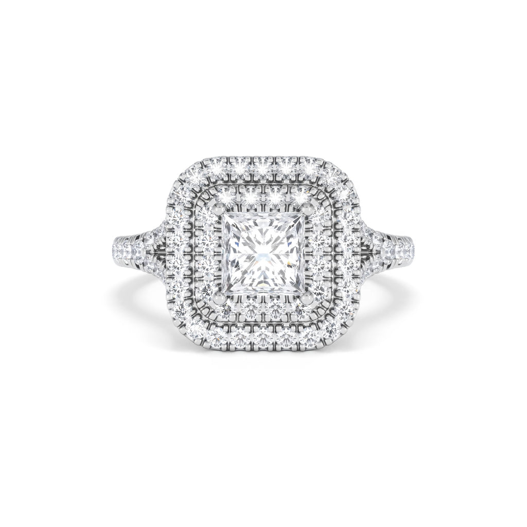 Cleopatra GIA Diamond Halo Engagement Ring in Platinum 1.85ct G/VS1