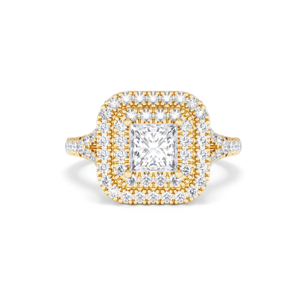 Cleopatra Lab Diamond Halo Engagement Ring in 18K Gold 1.85ct F/VS1