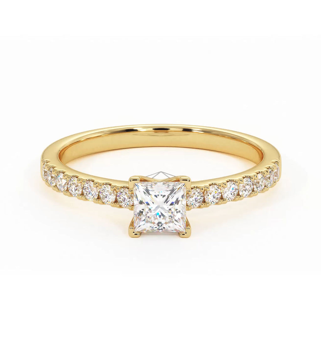 Katerina Princess Diamond Engagement Ring 18K Gold 0.85ct G/SI2