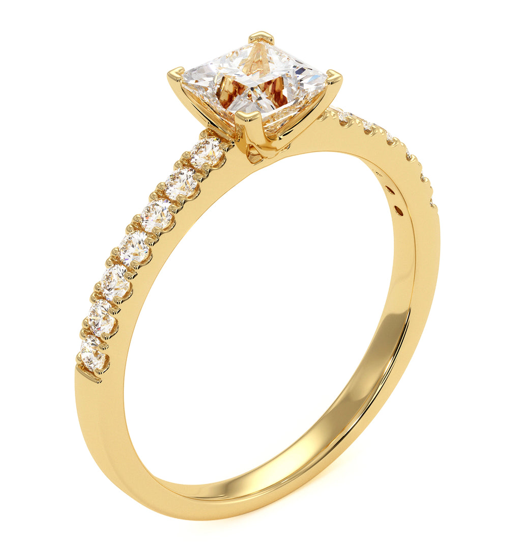 Katerina GIA Princess Diamond Engagement Ring 18K Gold 1.15ct G/SI2