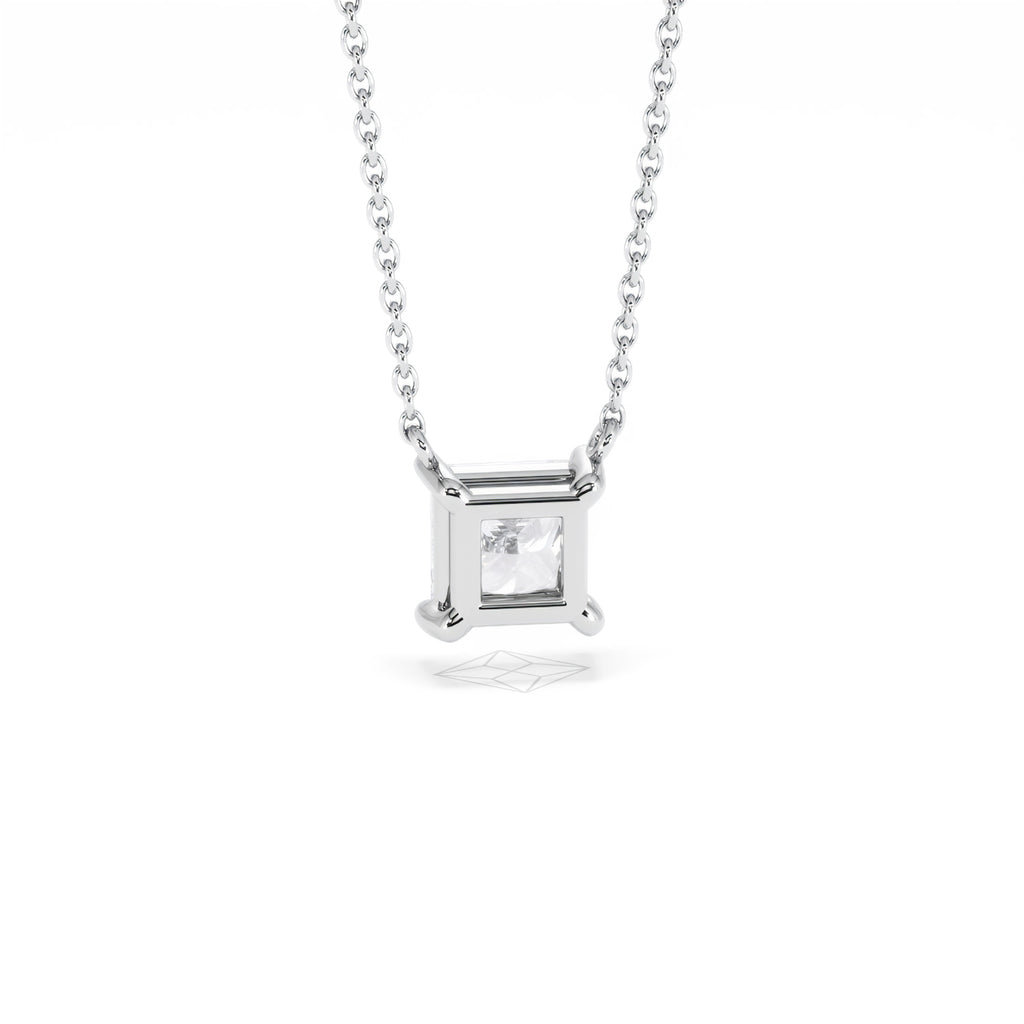 Wanderlust Floating Princess Cut Lab Diamond Solitaire Necklace 1.00ct H/SI in 9K White Gold