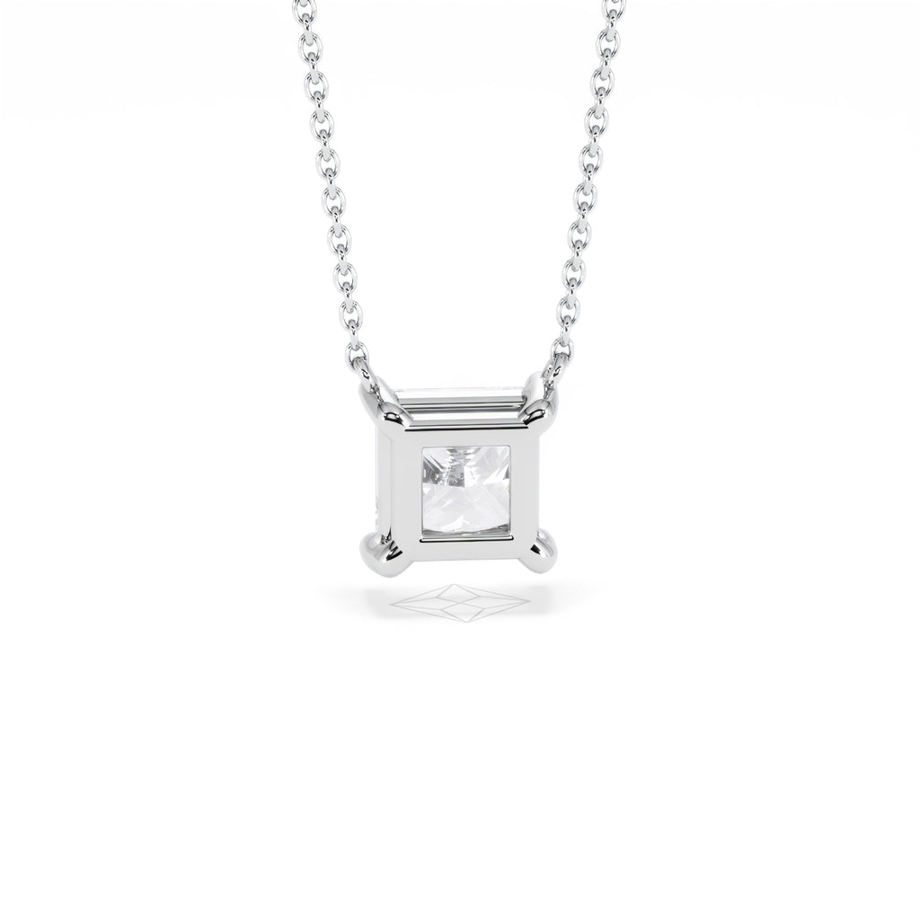 Wanderlust Floating Princess Cut Lab Diamond Solitaire Necklace 1.50ct H/SI in 9K White Gold