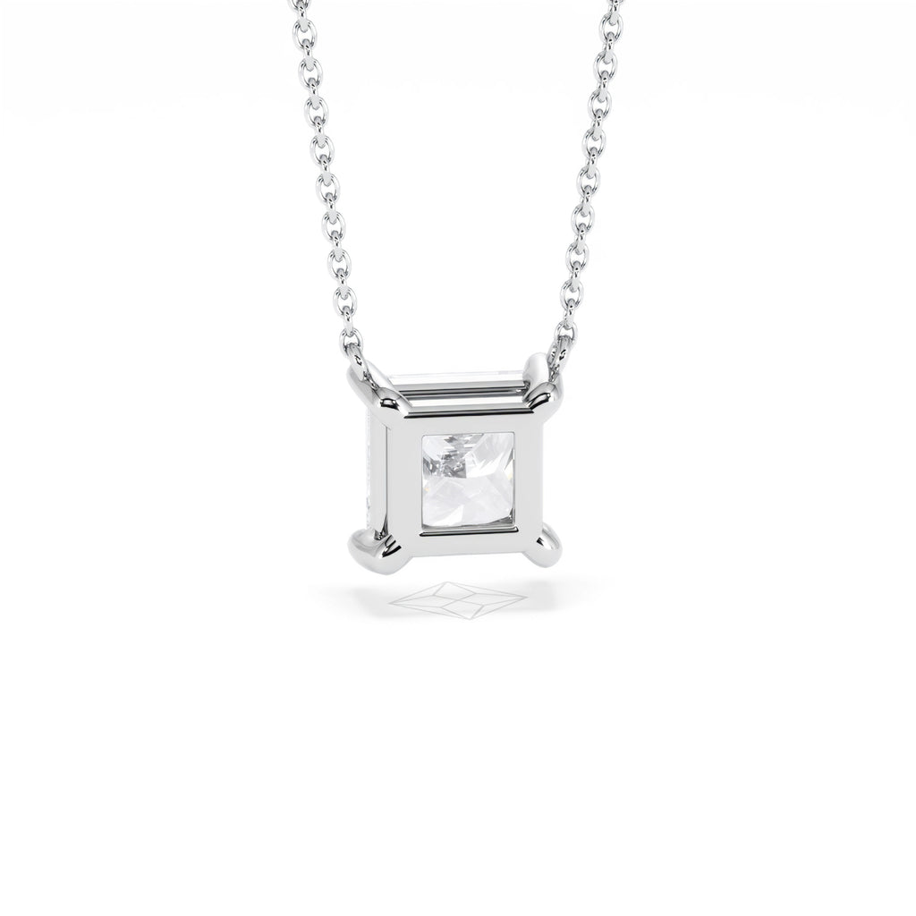 Wanderlust Floating Princess Cut Lab Diamond Solitaire Necklace 2.00ct H/SI in 9K White Gold