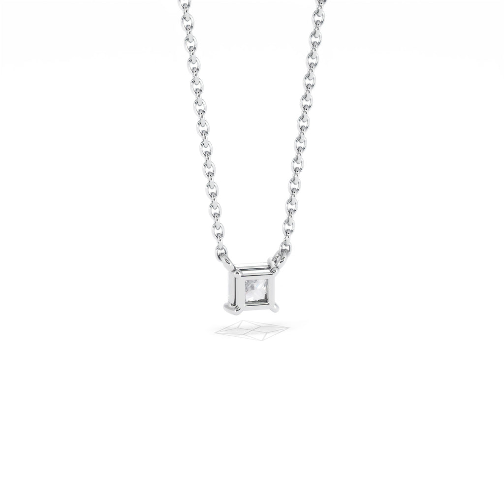 Wanderlust Floating Princess Cut Lab Diamond Solitaire Necklace 0.25ct H/SI in 925 Silver