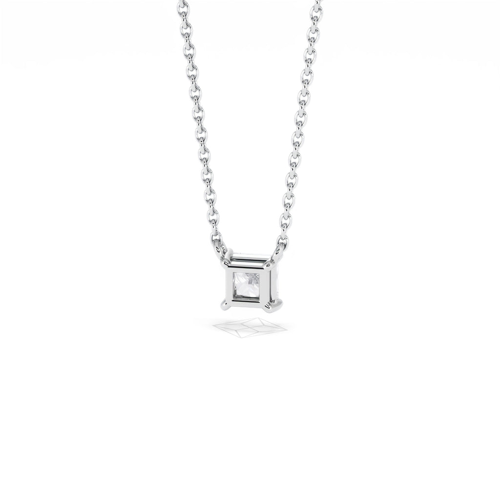 Wanderlust Floating Princess Cut Lab Diamond Solitaire Necklace 0.33ct H/SI in 925 Silver