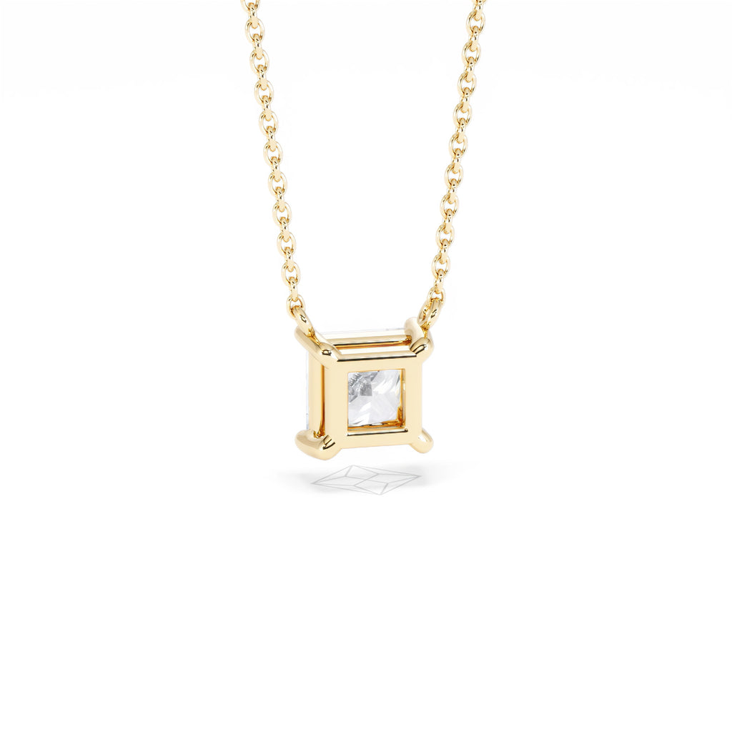 Wanderlust Floating Princess Cut Lab Diamond Solitaire Necklace 1.00ct H/SI in 9K Gold