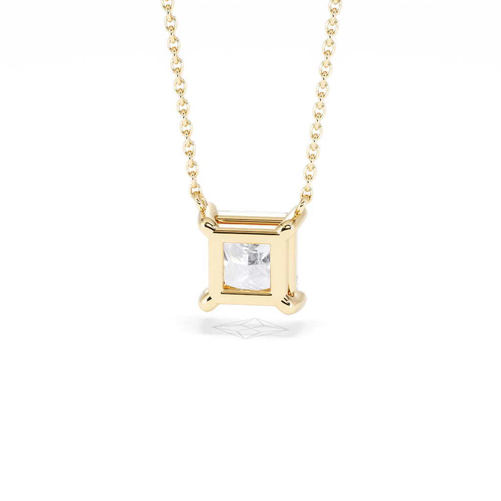 Wanderlust Floating Princess Cut Lab Diamond Solitaire Necklace 1.50ct H/SI in 9K Gold