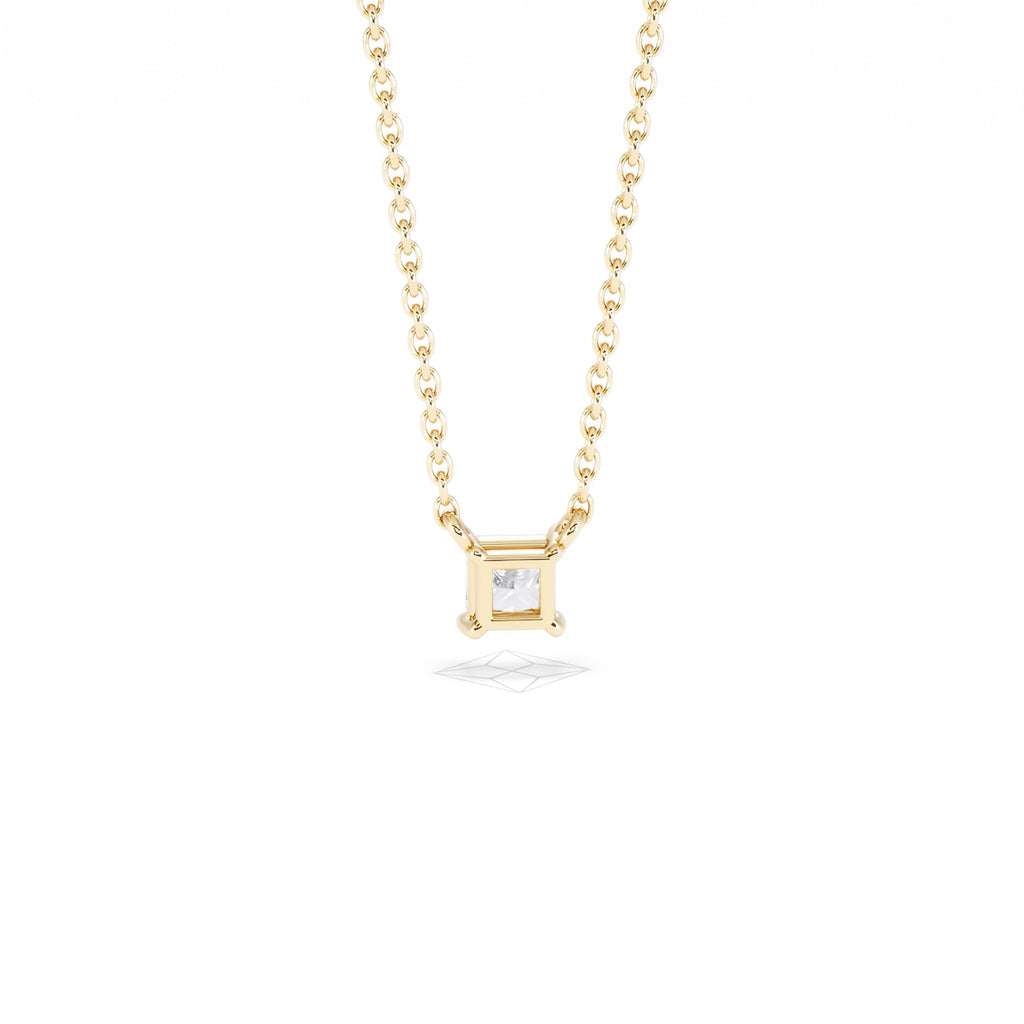 Wanderlust Floating Princess Cut Lab Diamond Solitaire Necklace 0.25ct H/SI in 18K Gold Vermeil