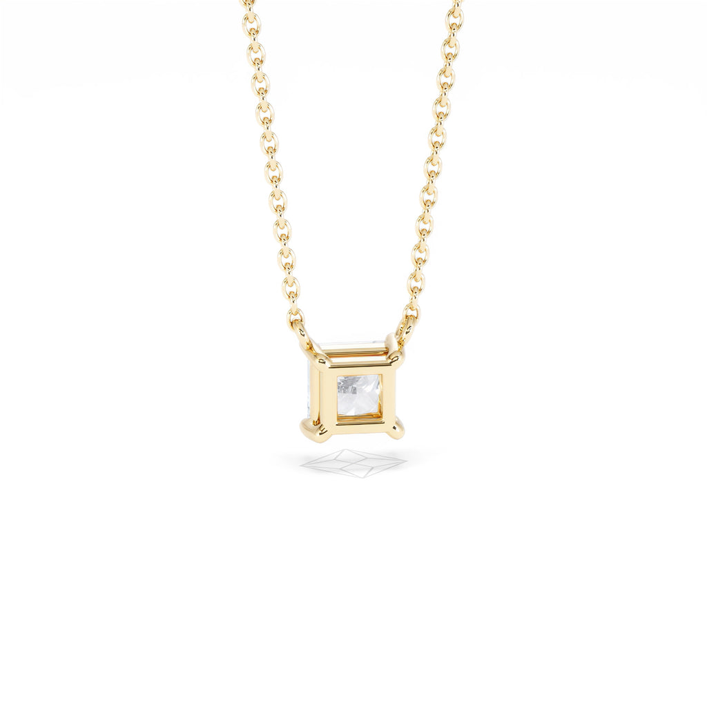 Wanderlust Floating Princess Cut Lab Diamond Solitaire Necklace 0.50ct H/SI in 9K Gold