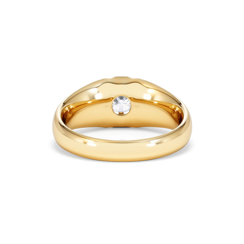 Lab Diamond Signet Ring 0.50ct Round Cut in 18K Gold Vermeil