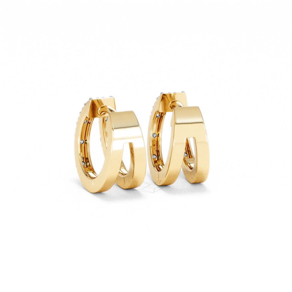 Pave Split Huggie Lab Diamond Earrings 0.22ct in 18K Gold Vermeil